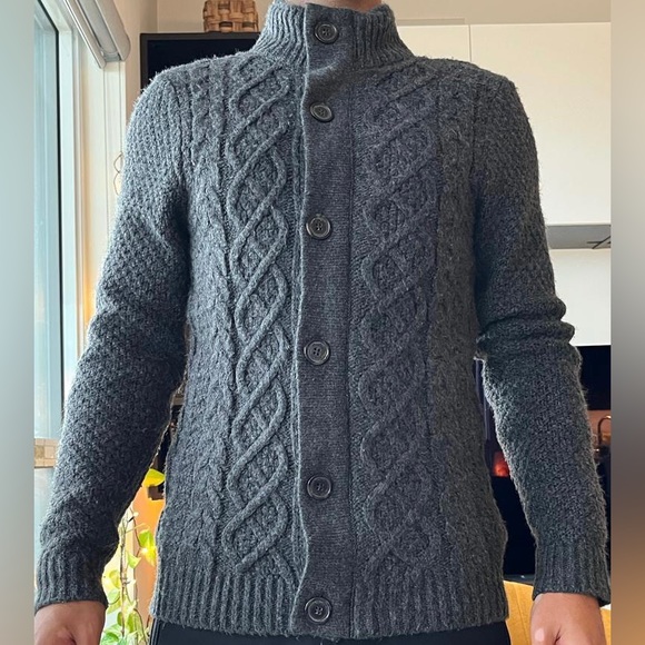 Button-down zipper knitted cardigan - Picture 8 of 9